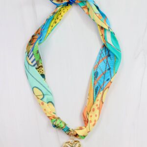 Lillie Scarf Charm Necklace ORANGE TURQ