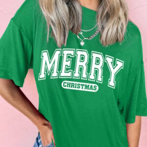 Bright Green MERRY CHRISTMAS Loose T Shirt