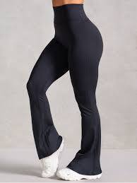 Black V Shape High Waist Flared Leggings