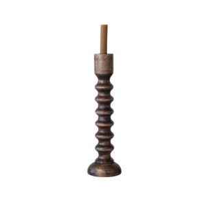 5” Rnd x 17”H Hand-Carved Mango Wood Taper Holder