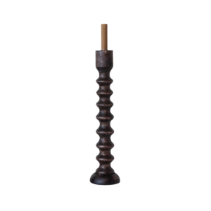 5” Rnd x 21”H Hand-Carved Mango Wood Taper Holder